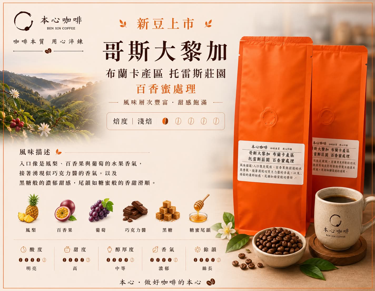 哥斯大黎加 布蘭卡產區 托雷斯莊園 百香蜜處理